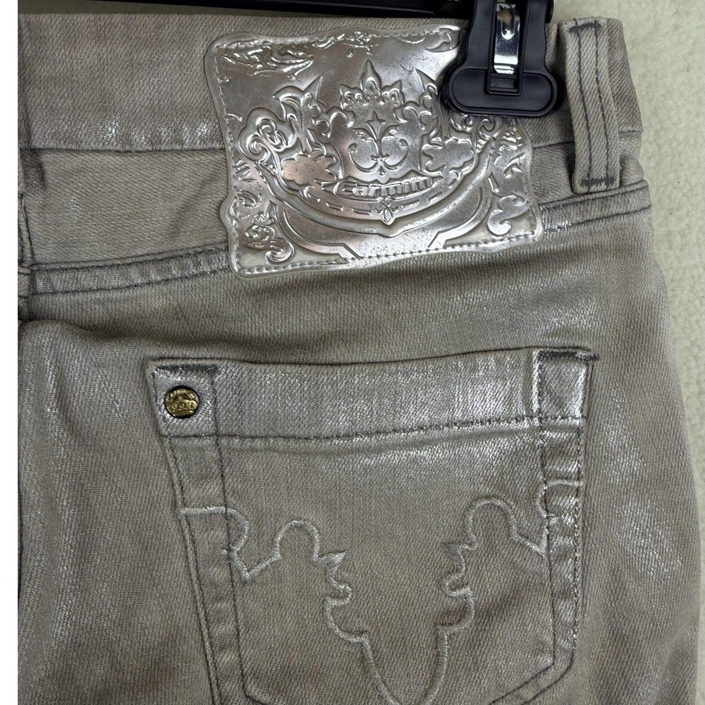 Carmim Womens 30 Silver Metallic Coated Skinny Jeans Made in Brazil Grey Y2K - Picture 6 of 9
